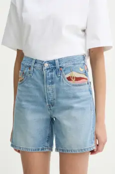 Levi's pantaloni scurti jeans femei, neted, high waist imagine
