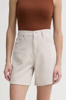 Levi's pantaloni scurti jeans HIGH BAGGY SHORT femei, culoarea bej, neted, high waist, A9311 imagine