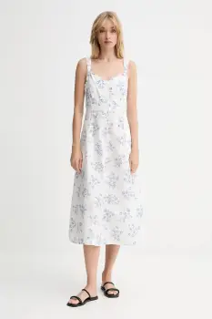 Levi's rochie din bumbac culoarea alb, midi, evazati, 003PR imagine