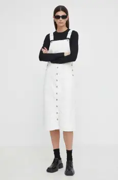 Levi's rochie jeans culoarea bej, midi, evazati imagine