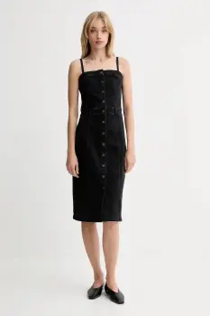 Levi's rochie jeans culoarea negru, midi, mulata, 0002S imagine
