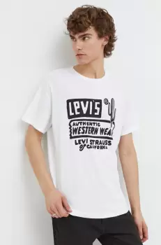 Levi's tricou barbati, culoarea alb, cu imprimeu imagine