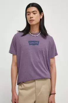 Levi's tricou barbati, culoarea violet, cu imprimeu imagine