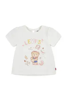 Levi's tricou bebe LIV SS SMOCKED SLV TEE culoarea bej, 1EM401 imagine
