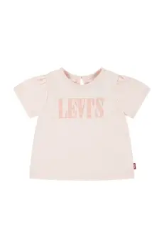 Levi's tricou bebe SS SMOCKED SLV TEE culoarea roz, 1EM183 imagine