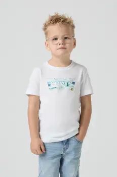 Levi's tricou copii CRASHING WAVES BATWING TEE culoarea alb, cu imprimeu, 8EM650 imagine