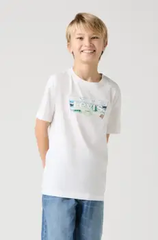 Levi's tricou copii CRASHING WAVES BATWING TEE culoarea alb, cu imprimeu, 9EM650 imagine