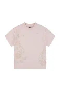 Levi's tricou copii OVERSIZE EMBROIDERY FLORAL culoarea roz, 3EM398 imagine