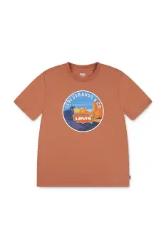 Levi's tricou de bumbac pentru copii DESERT TRAIL TEE culoarea portocaliu, cu imprimeu, 8EN993 imagine
