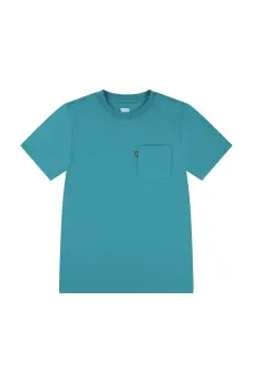 Levi's tricou de bumbac pentru copii SUNSET POCKET TEE culoarea turcoaz, neted, 8EM359 imagine