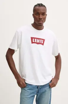 Levi's tricou din bumbac barbati, culoarea alb, cu imprimeu, 000RY imagine