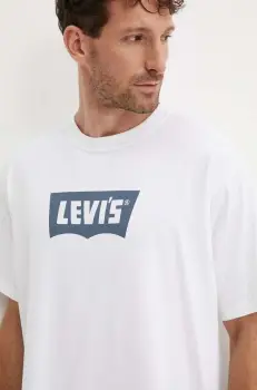 Levi's tricou din bumbac barbati, culoarea alb, cu imprimeu, 000RY imagine