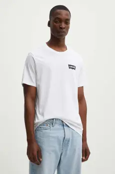 Levi's tricou din bumbac barbati, culoarea alb, cu imprimeu imagine