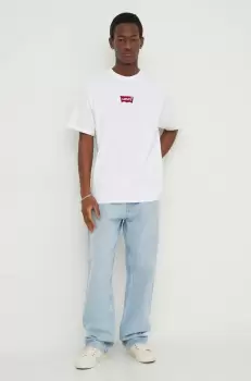 Levi's tricou din bumbac barbati, culoarea alb, cu imprimeu imagine