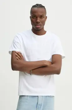 Levi's tricou din bumbac barbati, culoarea alb, cu imprimeu imagine