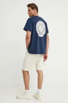 Levi's tricou din bumbac barbati, culoarea albastru marin, cu imprimeu imagine