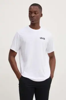Levi's tricou din bumbac barbati, culoarea bej, cu imprimeu imagine