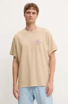 Levi's tricou din bumbac barbati, culoarea galben, cu imprimeu, 87373 imagine