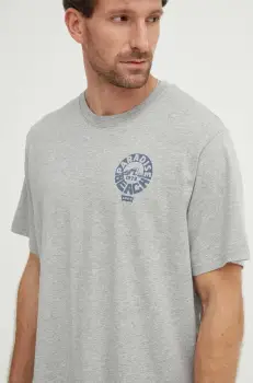 Levi's tricou din bumbac barbati, culoarea gri, cu imprimeu imagine