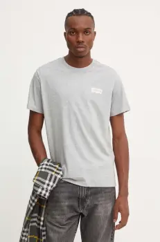 Levi's tricou din bumbac barbati, culoarea gri, cu imprimeu imagine