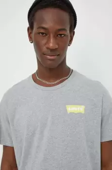 Levi's tricou din bumbac barbati, culoarea gri, cu imprimeu imagine