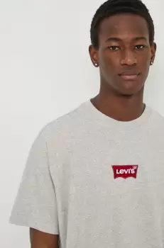 Levi's tricou din bumbac barbati, culoarea gri, cu imprimeu imagine