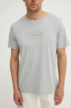 Levi's tricou din bumbac barbati, culoarea gri, cu imprimeu imagine