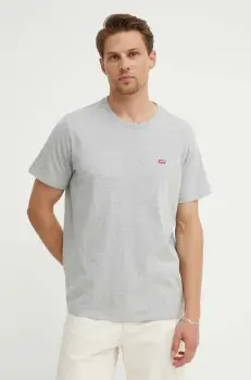 Levi's tricou din bumbac barbati, culoarea gri, neted imagine