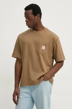 Levi's tricou din bumbac barbati, culoarea maro, neted, A5850 imagine