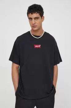Levi's tricou din bumbac barbati, culoarea negru, cu imprimeu imagine