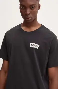 Levi's tricou din bumbac barbati, culoarea negru, cu imprimeu imagine