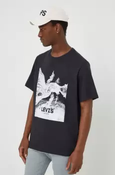 Levi's tricou din bumbac barbati, culoarea negru, cu imprimeu imagine