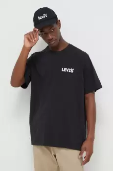 Levi's tricou din bumbac barbati, culoarea negru, cu imprimeu imagine
