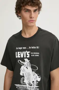 Levi's tricou din bumbac barbati, culoarea negru, cu imprimeu imagine