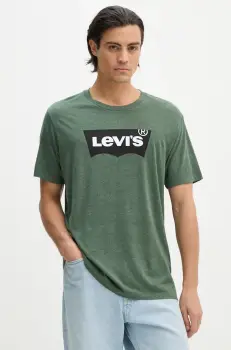 Levi's tricou din bumbac barbati, culoarea verde, cu imprimeu imagine