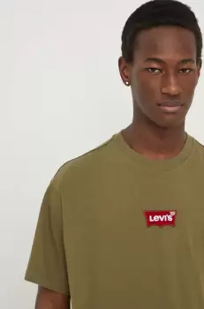 Levi's tricou din bumbac barbati, culoarea verde, cu imprimeu imagine