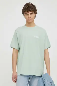 Levi's tricou din bumbac barbati, culoarea verde, cu imprimeu imagine