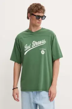 Levi's tricou din bumbac barbati, culoarea verde, cu imprimeu, A9450 imagine