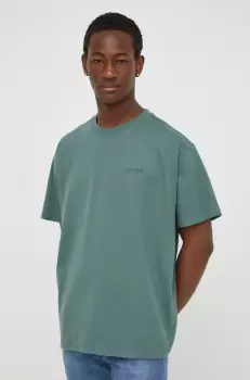 Levi's tricou din bumbac barbati, culoarea verde, neted imagine