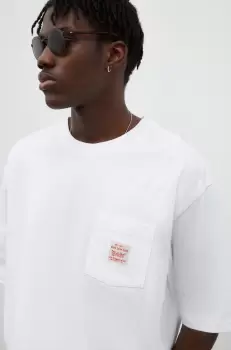 Levi's tricou din bumbac culoarea alb, neted imagine