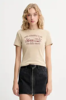 Levi's tricou din bumbac culoarea bej, A8798 imagine