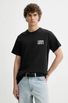 Levi's tricou din bumbac culoarea bej, cu imprimeu imagine