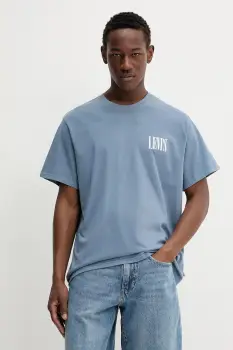 Levi's tricou din bumbac culoarea bej, cu imprimeu imagine