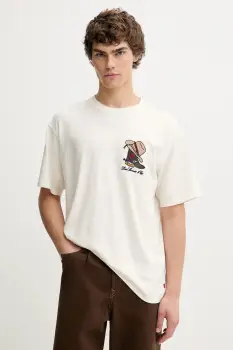 Levi's tricou din bumbac culoarea bej, cu imprimeu, 87373 imagine