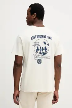 Levi's tricou din bumbac culoarea bej, cu imprimeu, 87373 imagine