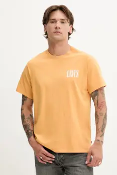 Levi's tricou din bumbac culoarea bej, cu imprimeu imagine