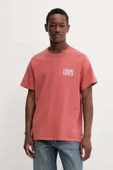 Levi's tricou din bumbac culoarea bej, cu imprimeu imagine