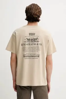 Levi's tricou din bumbac culoarea bej, uni, 87373 imagine