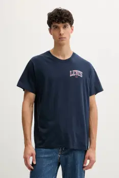 Levi's tricou din bumbac culoarea bleumarin, cu imprimeu, A2082 imagine