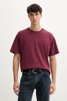 Levi's tricou din bumbac culoarea bordo, uni, A0637 imagine